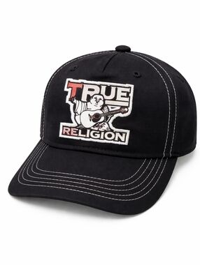 🆕️True Religion Snapback Hat Black White Stitch Buddha Logo Adjustable Cap
